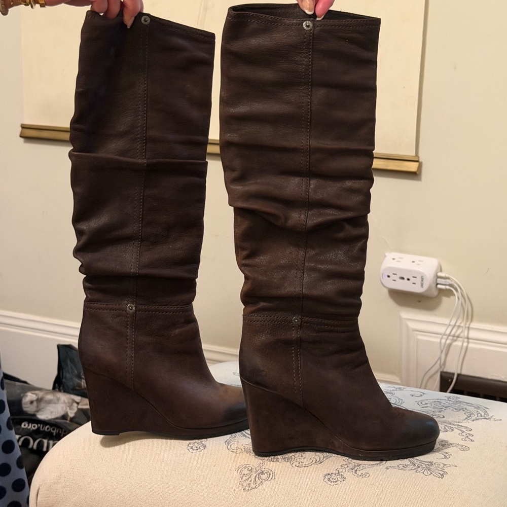 Prada Dark Brown Wedge   Boots
